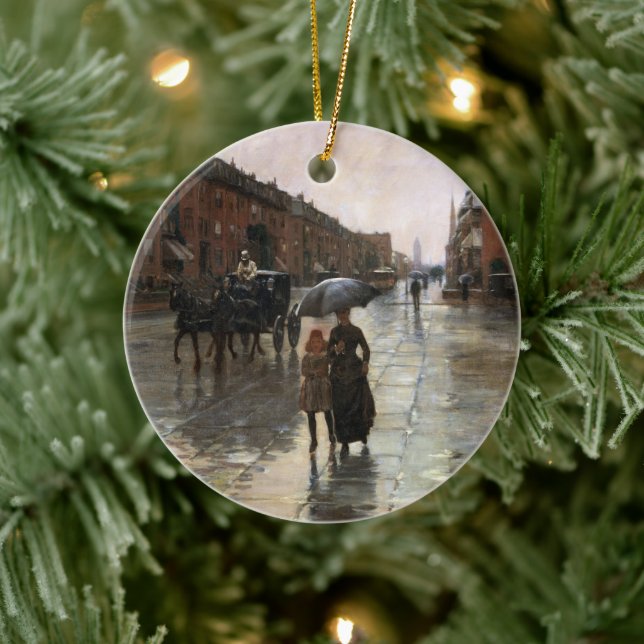 Rainy Day, Boston by Frederick Childe Hassam Ceramic Ornament (Tree)