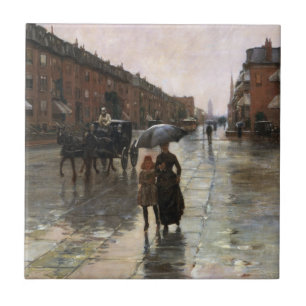 Rainy Day, Boston by Frederick Childe Hassam Ceramic Tile