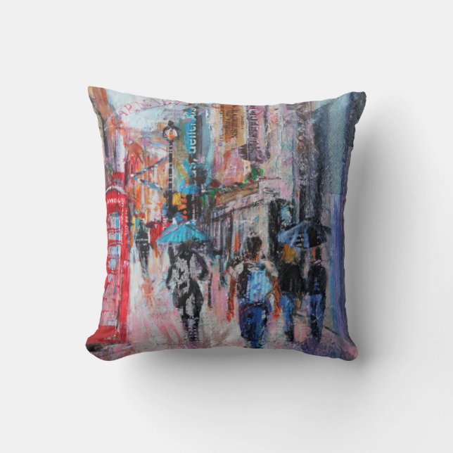 Rainy Day Carnaby Street Cushion (Front)
