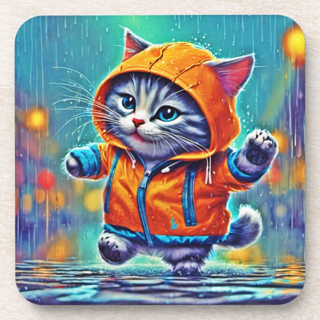 Rainy Day Cat Dance Coaster (Front)