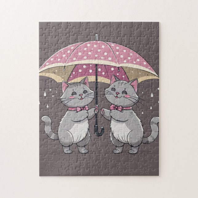 Rainy Day Cat Friends Jigsaw Puzzle (Vertical)