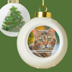 Rainy Day Cat Photo  Ceramic Ball Christmas Ornament