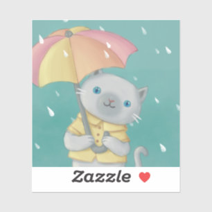 Rainy Day: Cat & Umbrella Illustration