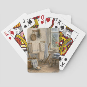 Rainy Day Cottage Laundry Room Playing Cards