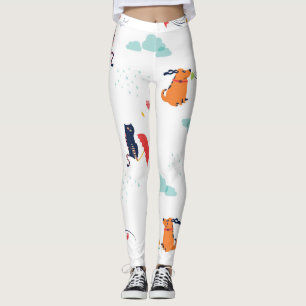 Rainy Day Friends: Cat Dog Vintage Leggings