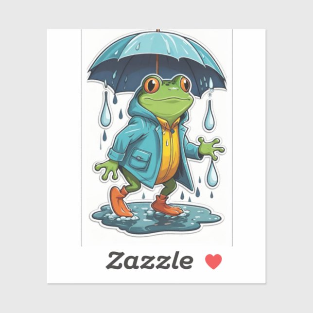 Rainy Day Frog in Cute Raincoat (Sheet)