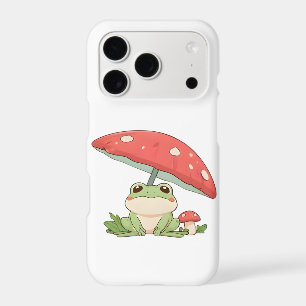 Rainy Day Frog Under Mushroom Kawaii Design