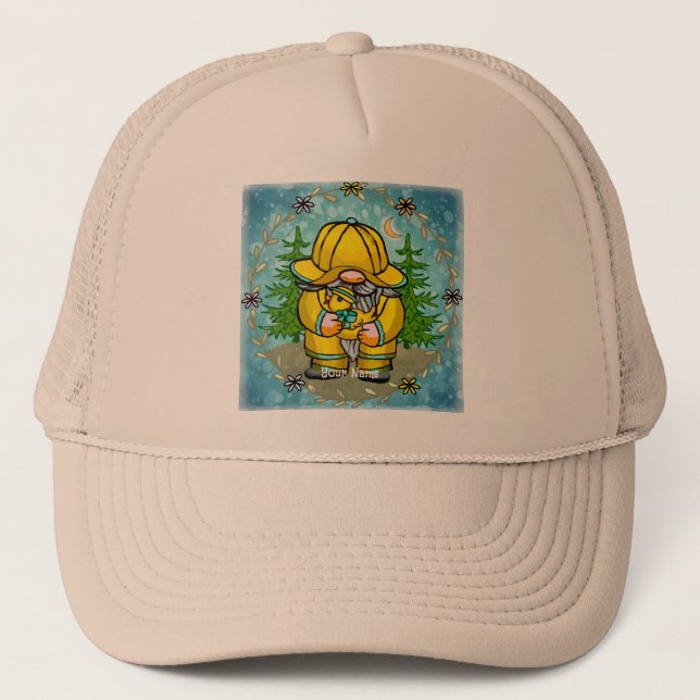 Rainy day gnome  trucker hat (Front)