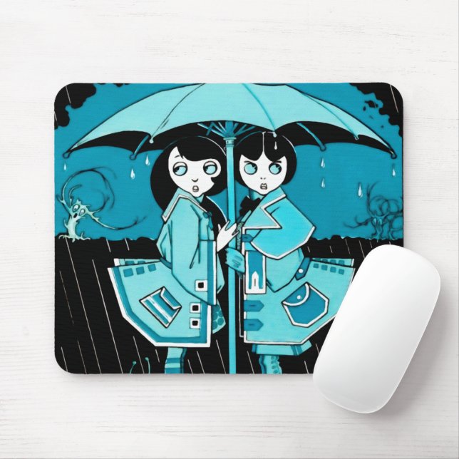 Rainy Day in Blue Mouse Pad (With Mouse)