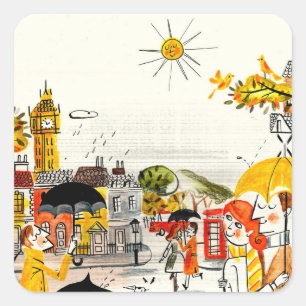 Rainy Day in London Square Sticker