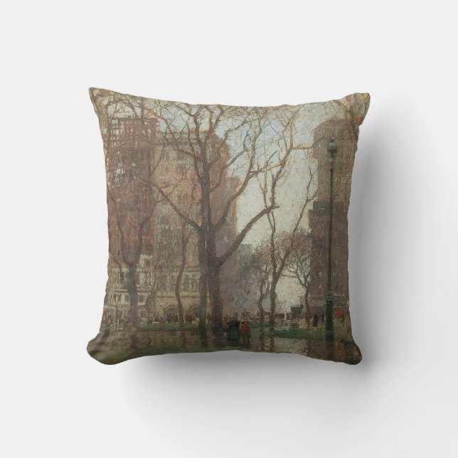 Rainy Day, Madison Square, New York, Paul Cornoyer Cushion (Front)