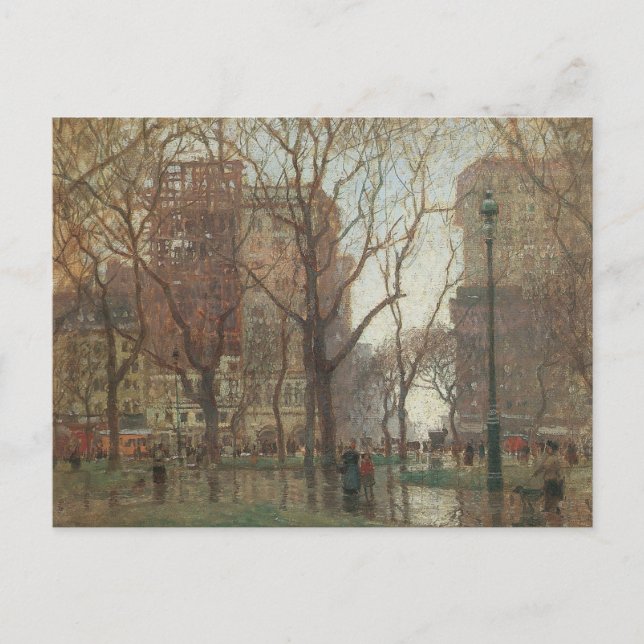 Rainy Day, Madison Square, New York, Paul Cornoyer Postcard (Front)