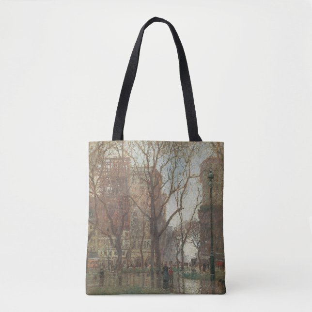 Rainy Day, Madison Square, New York, Paul Cornoyer Tote Bag (Front)