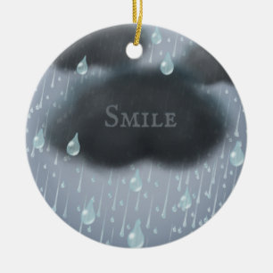 Rainy Day Message "Friendship Weathers All" Custom Ceramic Ornament