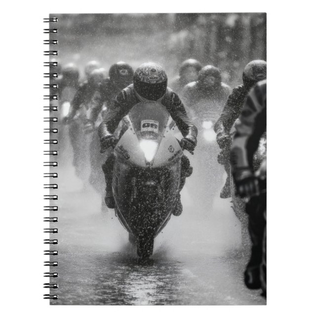 Rainy Day Motorcycle Race Notebook (Front)