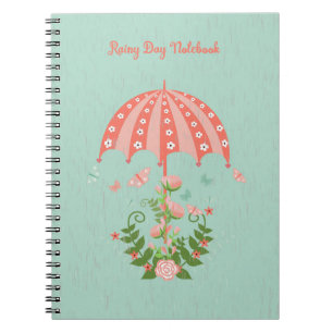Rainy Day Notebook in Peach and Green