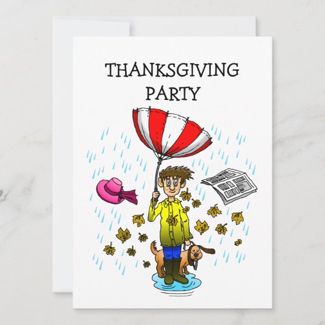 Rainy Day on a Thanksgiving Invitation (Front)