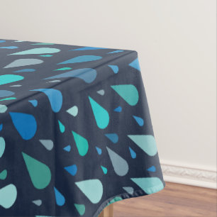 Rainy day pattern with blue raindrops tablecloth