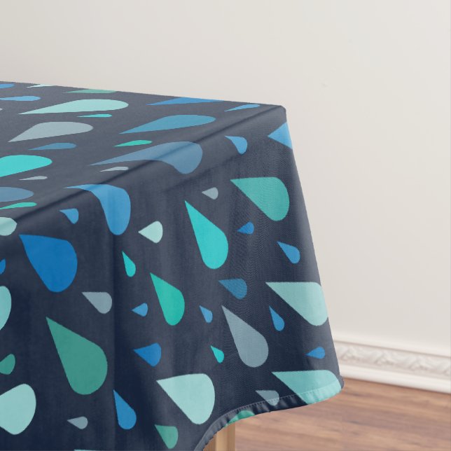 Rainy day pattern with blue raindrops tablecloth (In Situ)