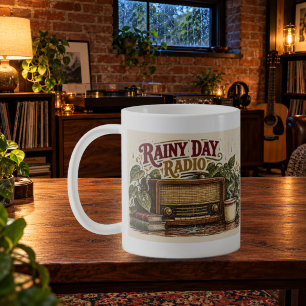 Rainy Day Radio Vintage Woodcut Mug