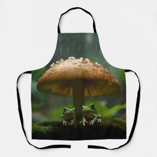 Rainy Day Refuge: Frogs Sheltering Under Mushroom Apron