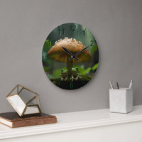 Rainy Day Refuge: Frogs Sheltering Under Mushroom