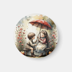 Rainy Day Romance Little Sweethearts Art Magnet