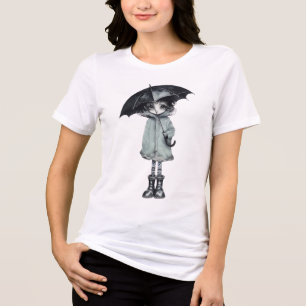 Rainy Day Vibes Tee – Minimalist Umbrella Girl Art
