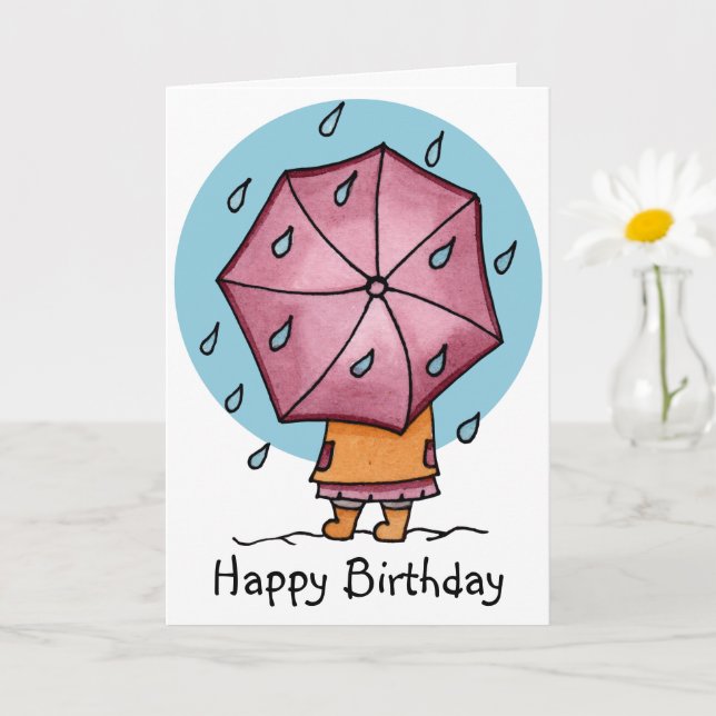 Rainy Days Birthday Personalised Card (Small Plant)