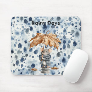 Rainy Days Blue Mouse Leaf Umbrella Pad