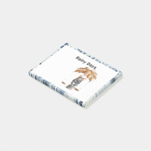 Rainy Days Blue Mouse Leaf Umbrella Post-it Notes