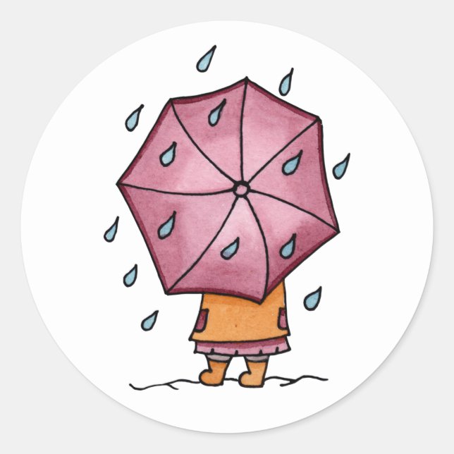 Rainy Days Classic Round Sticker (Front)