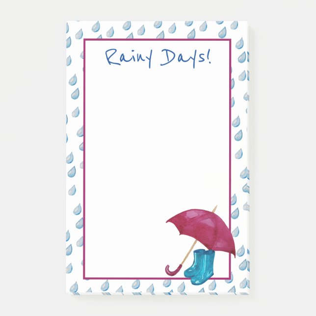 Rainy Days, Umbrella And Rain Boots Post-it Notes (Front)