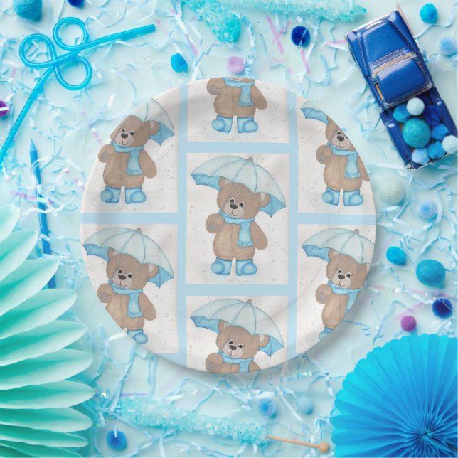 Rainy Daze Teddy Bear Paper Plate (Party)