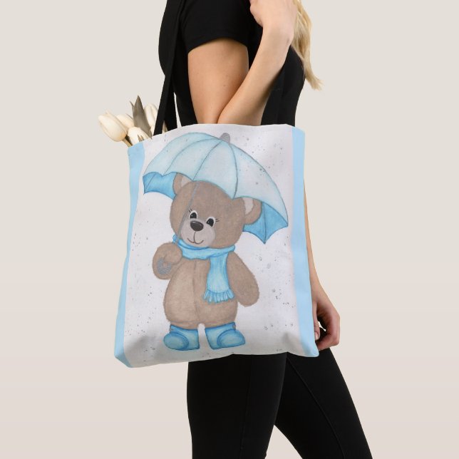 Rainy Daze Teddy Bear Tote Bag (Close Up)