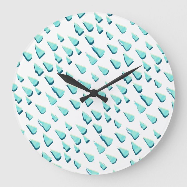 Rainy Drops Illustration  Large Clock (Front)