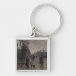 Rainy Evening on Hennepin Avenue, c.1902 Key Ring
