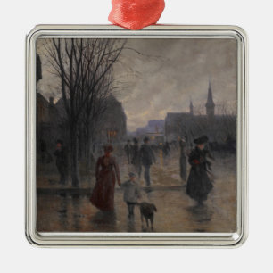 Rainy Evening on Hennepin Avenue, c.1902 Metal Ornament
