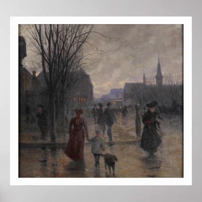 Rainy Evening on Hennepin Avenue, c.1902 Poster (Front)