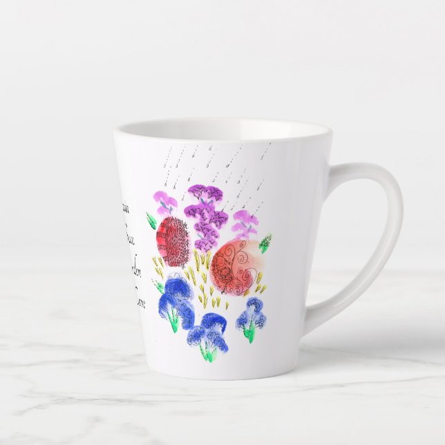 Rainy Flower Garden in Bright Colours Small Latte  Latte Mug (Right)