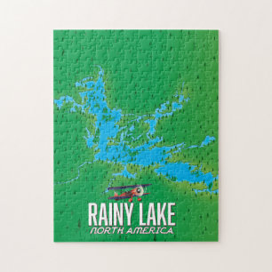 Rainy Lake North american lake map Jigsaw Puzzle