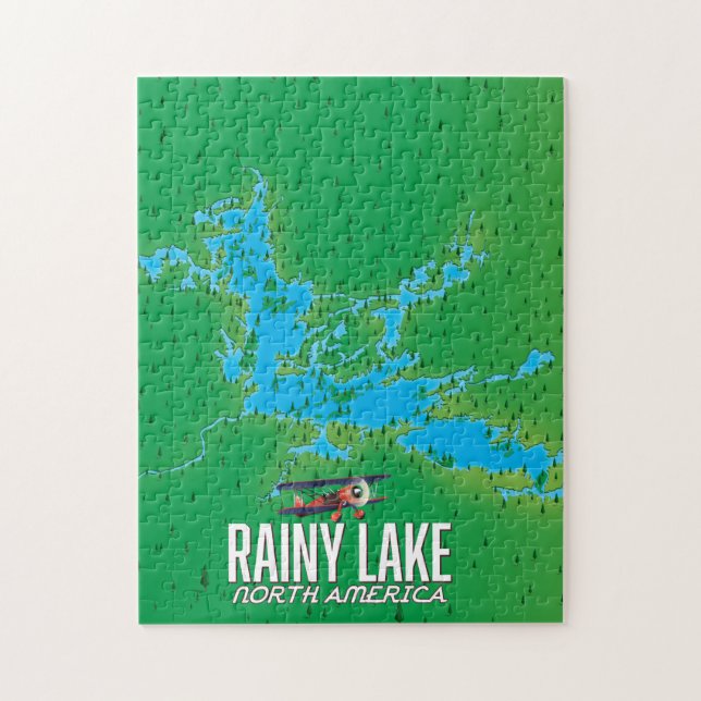 Rainy Lake North american lake map Jigsaw Puzzle (Vertical)