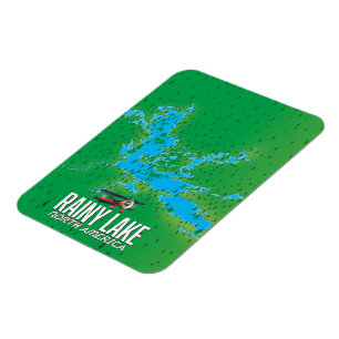Rainy Lake North american lake map Magnet
