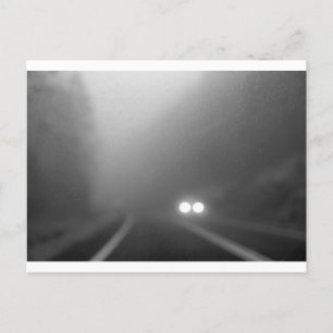 Rainy night - approaching headlights postcard