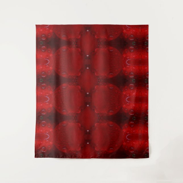 Rainy Red Dianthus Ikat 6 Tapestry (Front)
