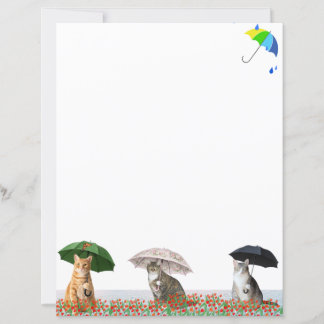 Rainy Season and Cats in Puddles Stationery 
