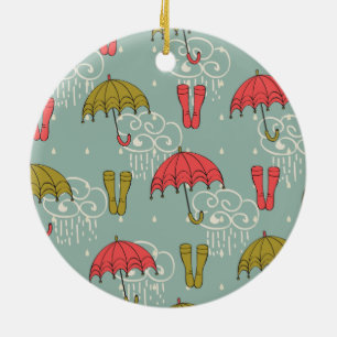 Rainy Season Umbrella Design Ceramic Ornament