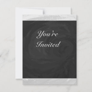Rainy Sky Grey and Black Monogram Invitation