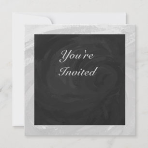 Rainy Sky Grey and Black Monogram Invitation