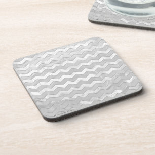 Rainy Sky Grey Chevron Pattern Coaster